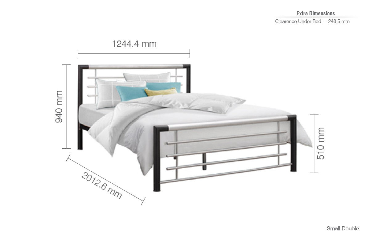 Birlea Faro 4ft6 Double Silver & Black Metal Bed Frame