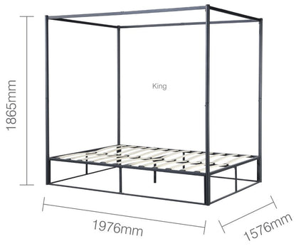 Birlea Farringdon 5ft Kingsize Black Metal 4 Poster Bed Frame