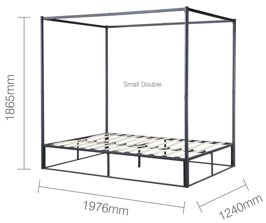 Birlea Farringdon 4ft Small Double Black Metal 4 Poster Bed Frame