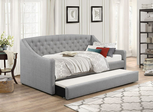 Flair Furnishings Aurora Grey Fabric Single Daybed with Trundle