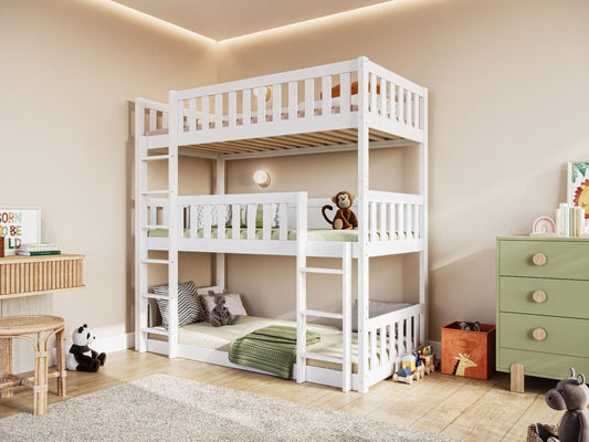 Flair Furnishings Bea White Triple High Bunk Bed