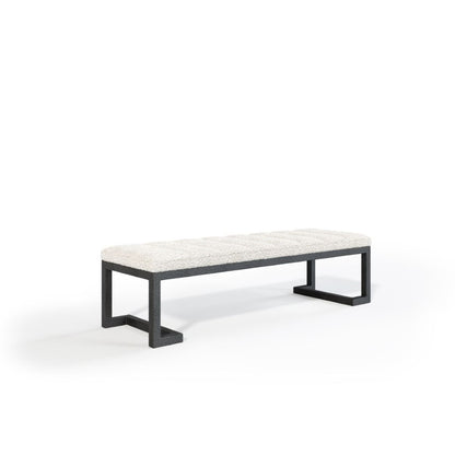 Flair Furnishings Boucle Fabric Bench with Metal Legs