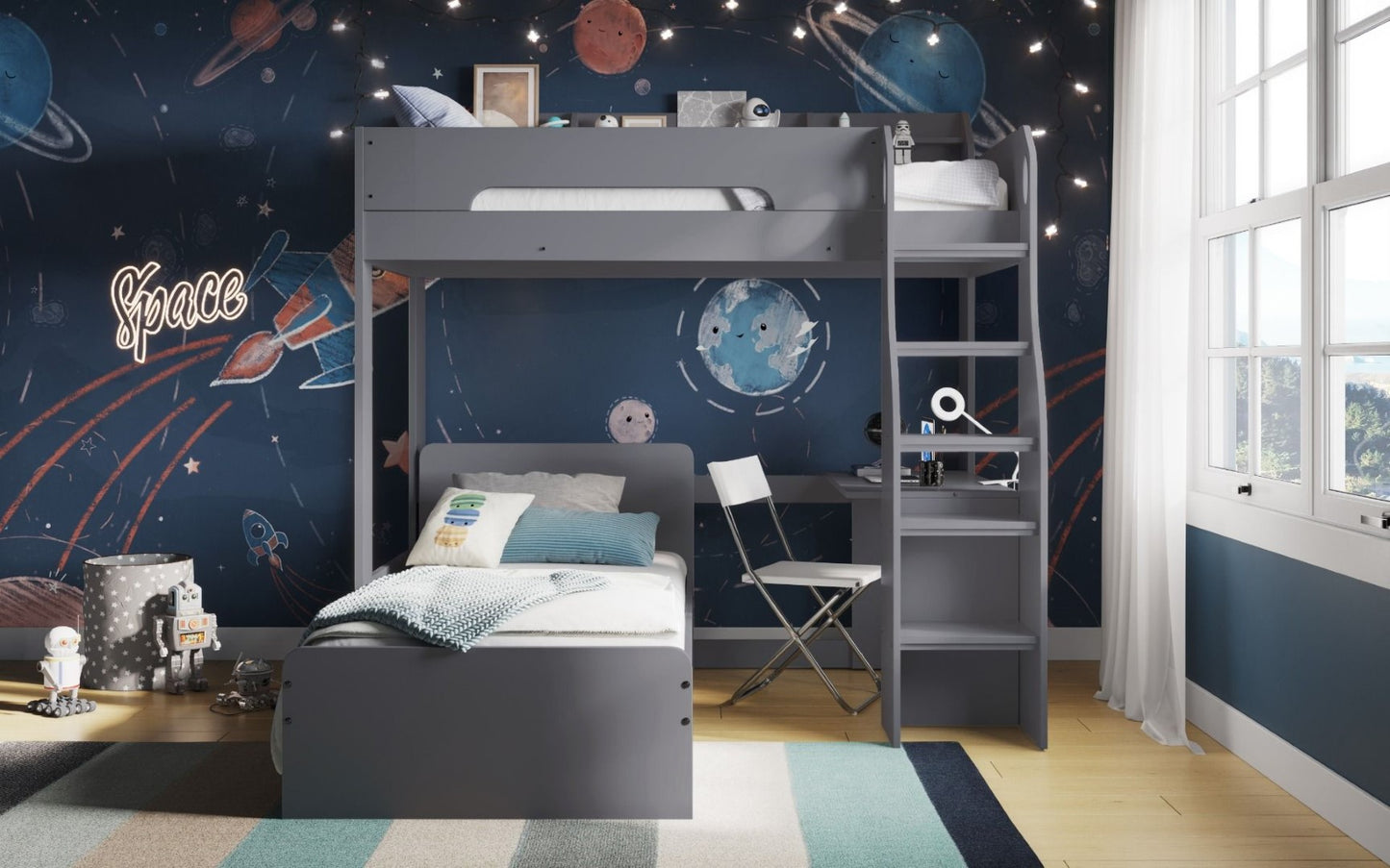 Flair Furnishings Cosmic Grey L Shaped Bunk Bed