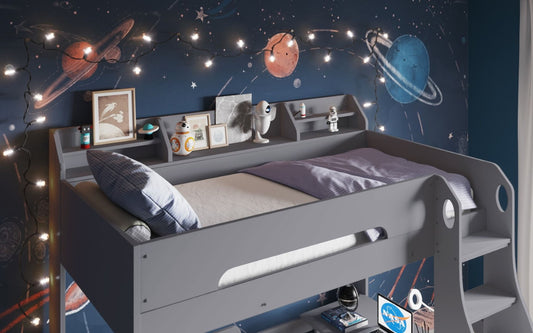 Flair Furnishings Cosmic Grey L Shaped Triple Bunk Bed