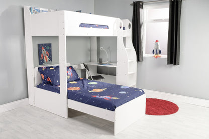 Flair Furnishings Cosmic White L Shaped Bunk Bed with Storage