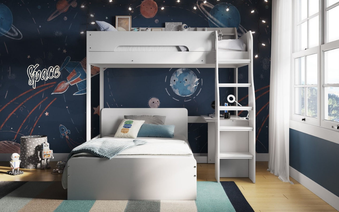 Flair Furnishings Cosmic White L Shaped Triple Bunk Bed