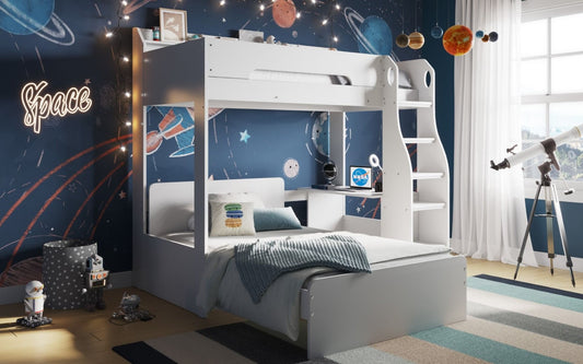 Flair Furnishings Cosmic White L Shaped Triple Bunk Bed