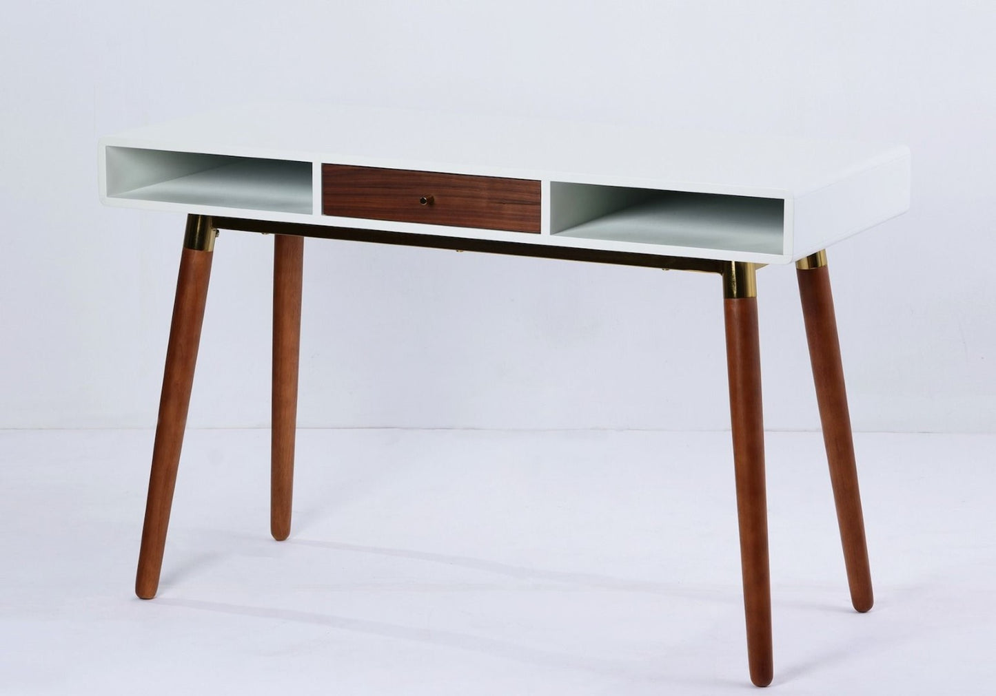 Flair Furnishings Edelweiss Walnut & White with Brass Accents Desk