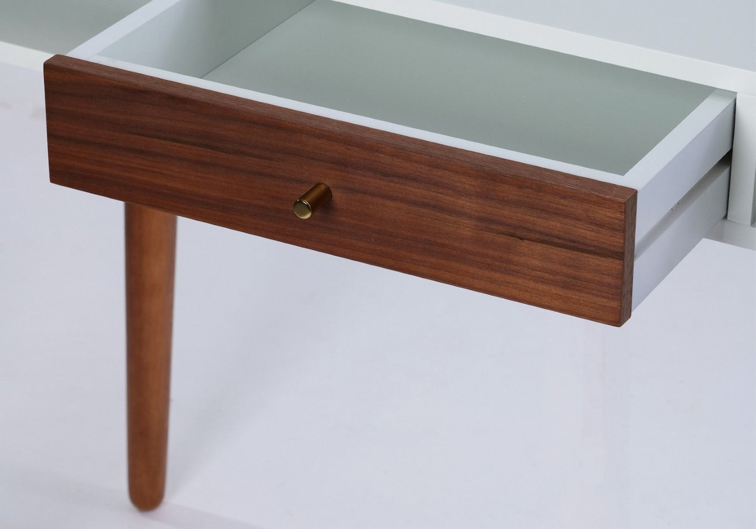 Flair Furnishings Edelweiss Walnut & White with Brass Accents Desk