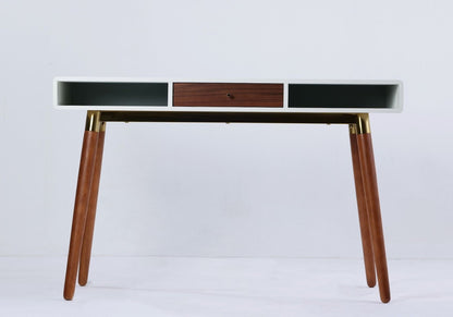 Flair Furnishings Edelweiss Walnut & White with Brass Accents Desk