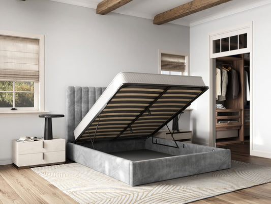 Flair Furnishings Everley 5ft Kingsize Grey Fabric Ottoman Bed