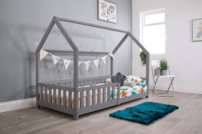 Flair Furnishings Explorer Grey Wooden Playhouse Bed with Rails