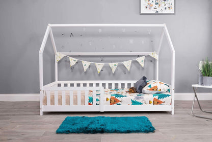 Flair Furnishings Explorer White Wooden Playhouse Bed with Rails