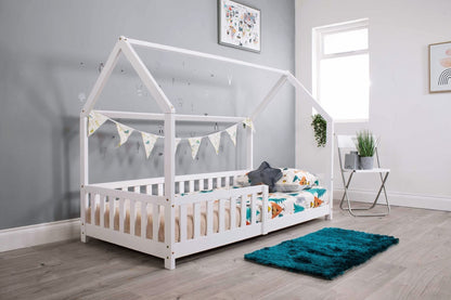 Flair Furnishings Explorer White Wooden Playhouse Bed with Rails