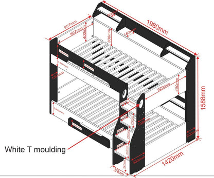 Flair Furnishings Flick Grey Bunk Bed with Shelves & Drawer