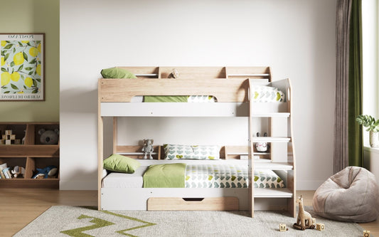 Flair Furnishings Flick Oak Bunk Bed with Shelves & Drawer