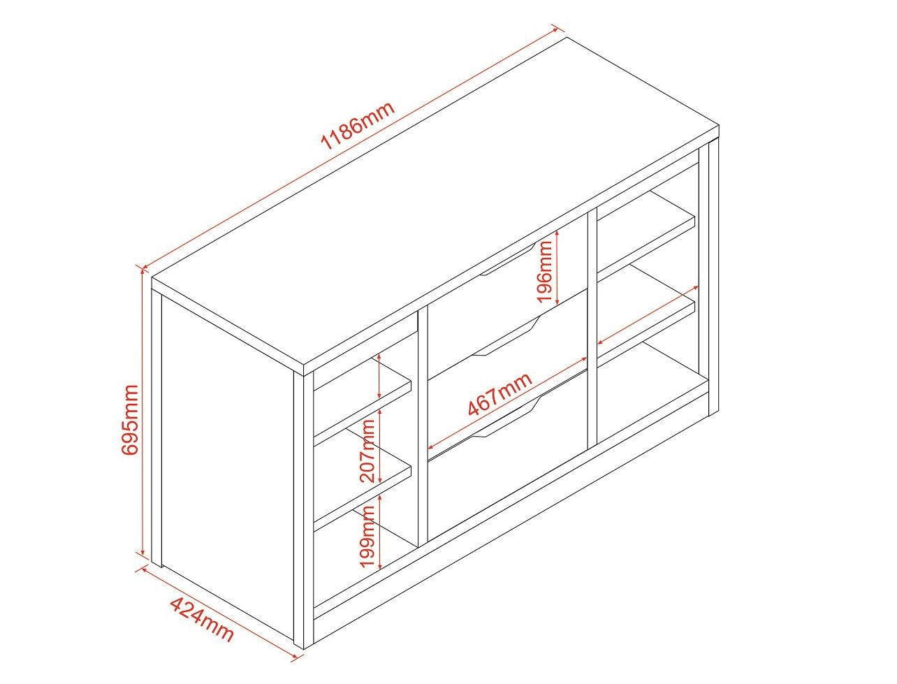 Flair Furnishings Charlie Grey Drawer Unit