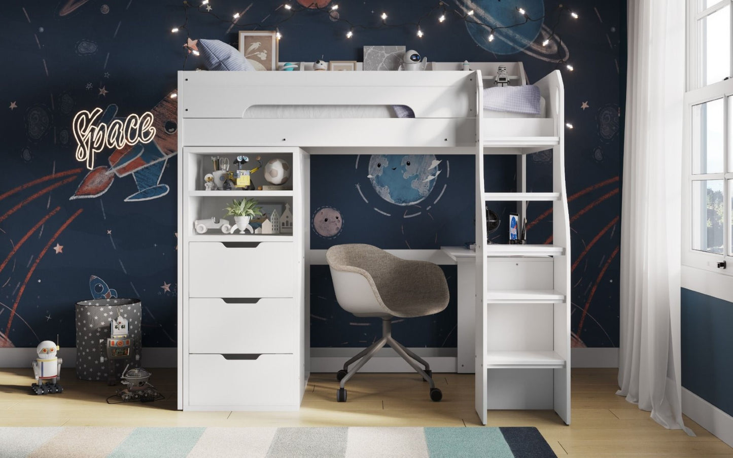 Flair Furnishings Cosmic White Storage Sleeper Bed