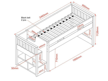 Flair Furnishings Charlie Grey Mid Sleeper Cabin Bed Set