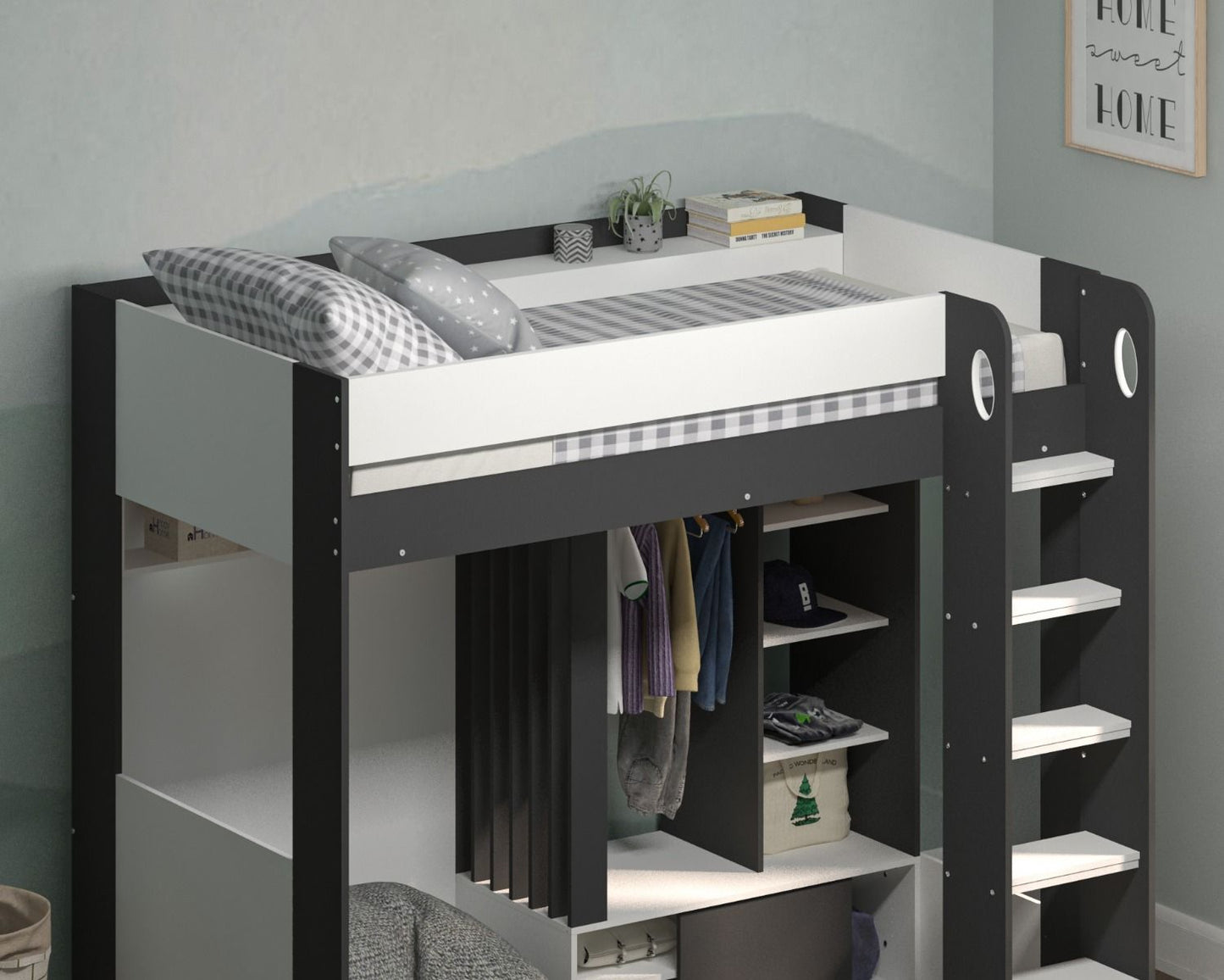 Flair Furnishings Hampton White & Grey High Sleeper Bed Frame