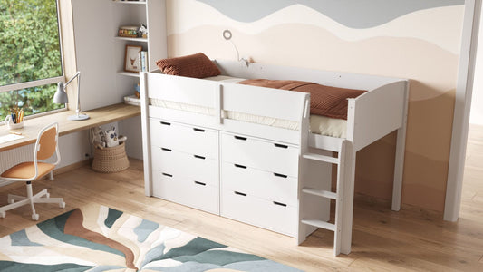 Flair Loop White Midsleeper Bed Storage Set