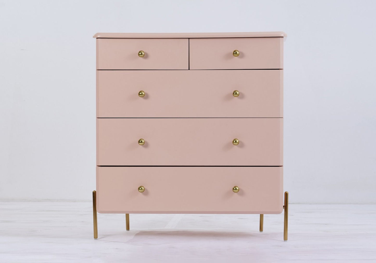 Flair Furnishings Maddie Pink & Brass Chest Of Drawers