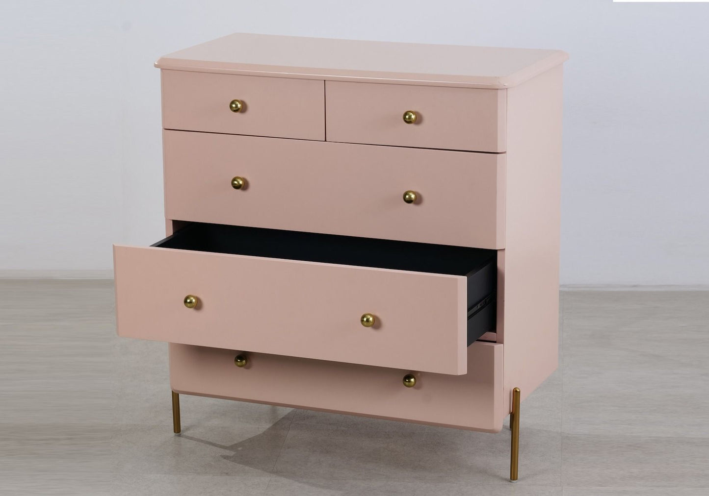 Flair Furnishings Maddie Pink & Brass Chest Of Drawers