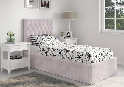 Flair Milan 3ft Single Blush Pink Velvet Ottoman Bed Frame