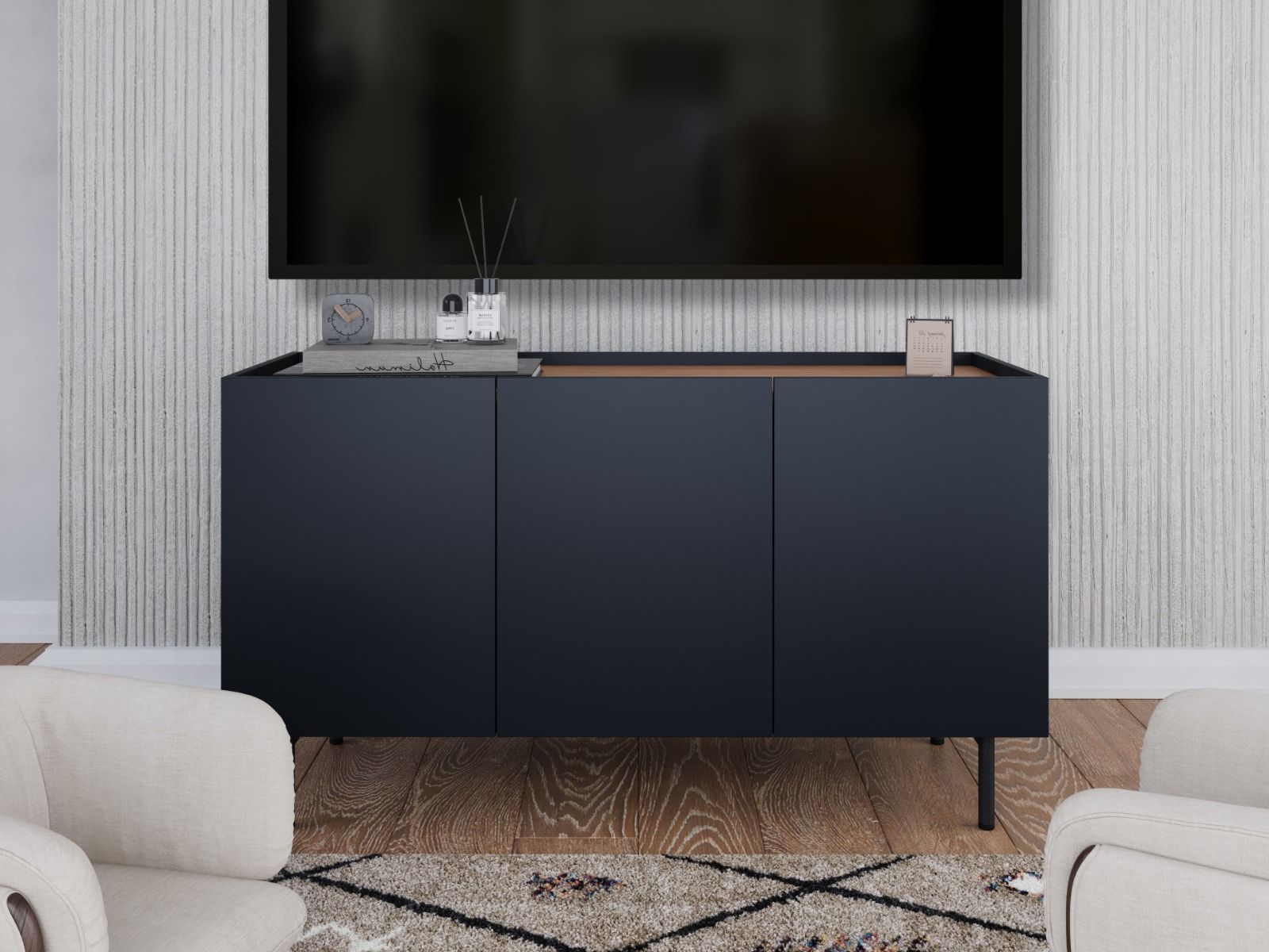Flair Furnishings Mino Dark Grey & Oak Tv Stand & Sideboard