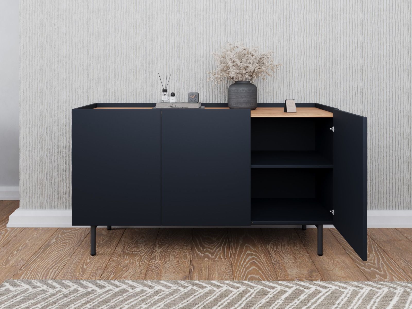 Flair Furnishings Mino Dark Grey & Oak Tv Stand & Sideboard