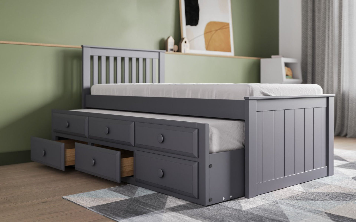 Flair Furnishings Montana Grey Captain'S Bed Frame with Drawers