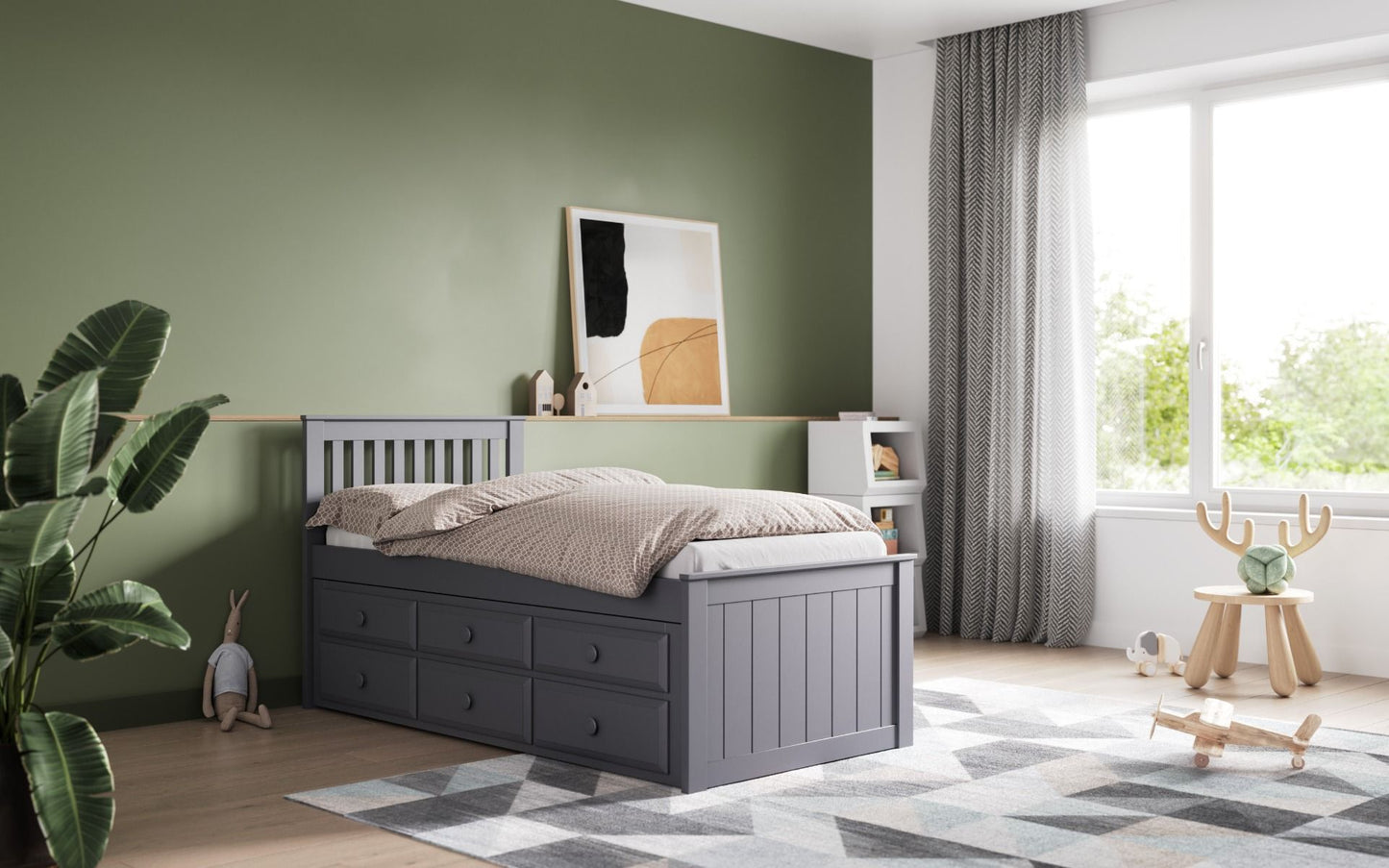 Flair Furnishings Montana Grey Captain'S Bed Frame with Drawers