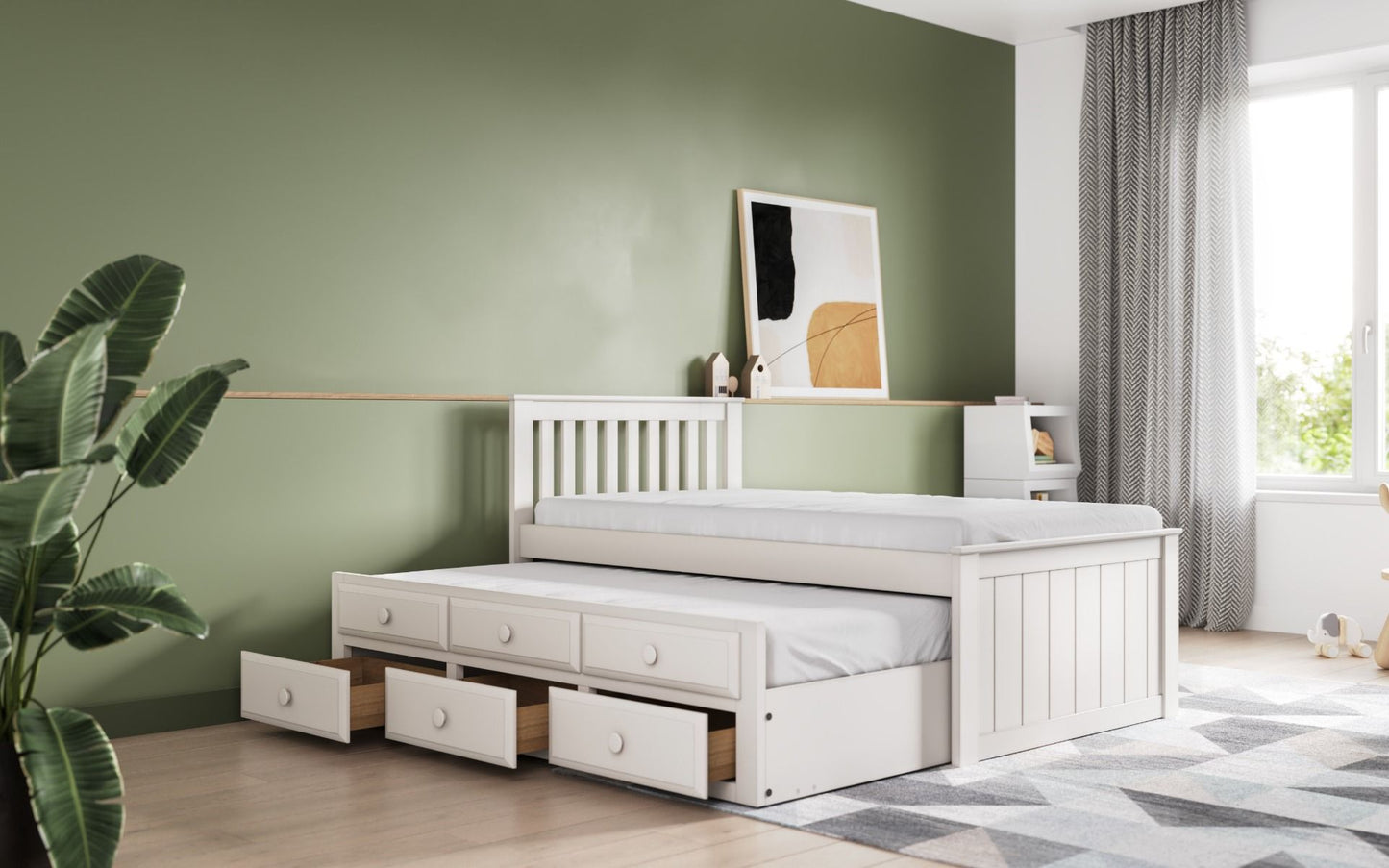 Flair Furnishings Montana White Captain's Bed Frame with Drawers