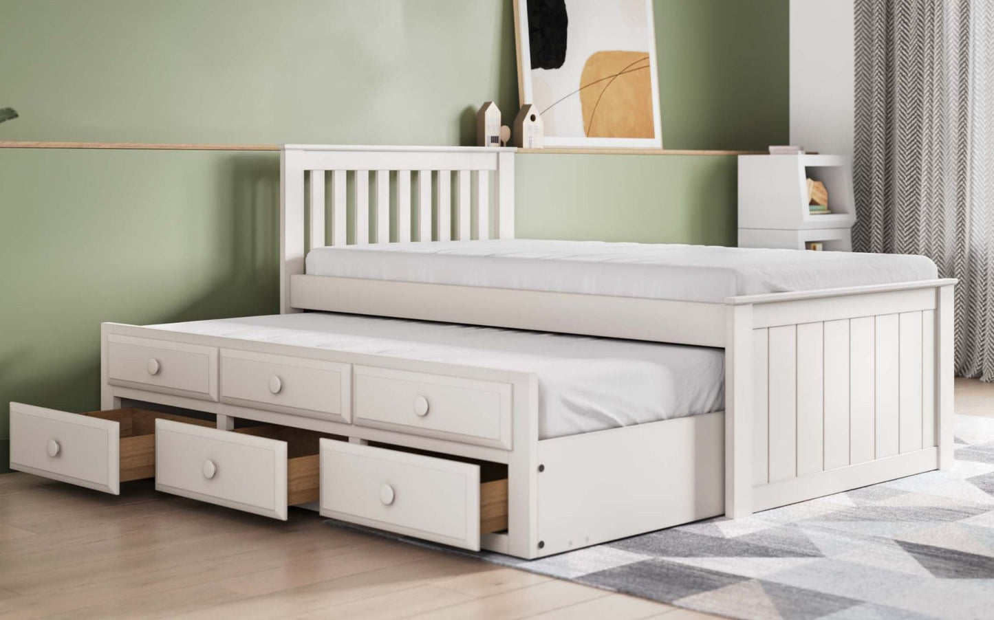 Flair Furnishings Montana White Captain's Bed Frame with Drawers