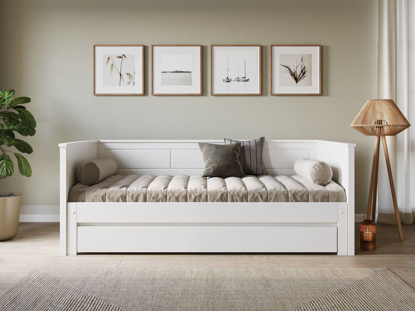 Noomi Erika White Solid Wood Guest Bed