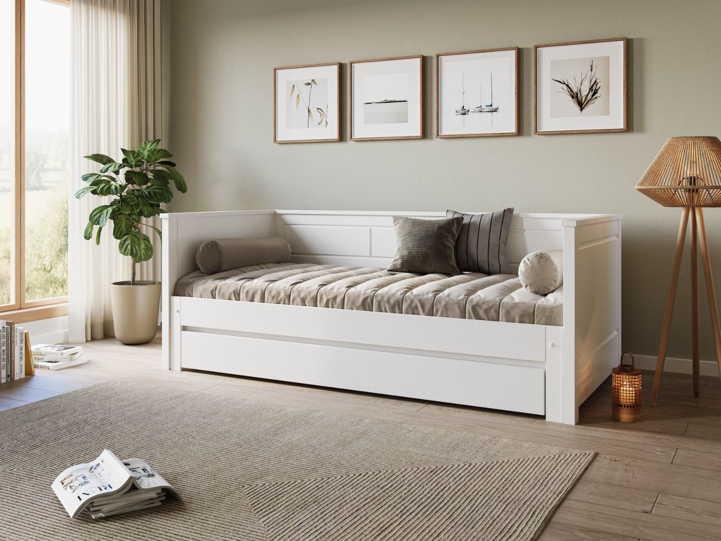 Noomi Erika White Solid Wood Guest Bed