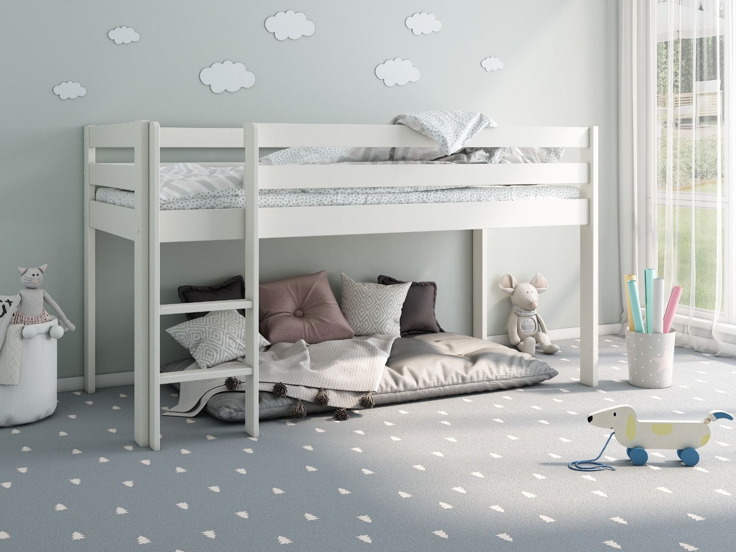 Noomi Nora White Solid Wood Midsleeper Frame