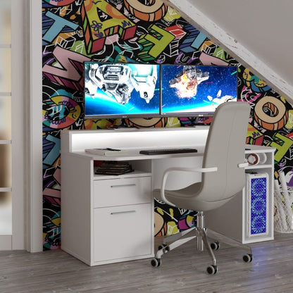 Flair Power Z White Computer Gaming Desk