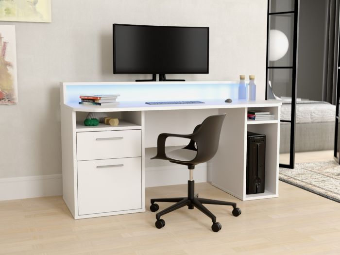 Flair Power Z White Computer Gaming Desk