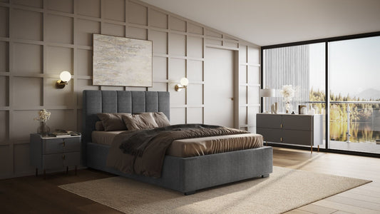 Flair Waltz 4ft6 Double Grey Fabric Ottoman Bed Frame