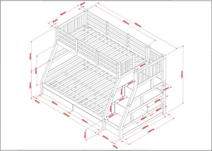 Flair Furnishings Lunar Grey Wooden Triple Bunk Bed