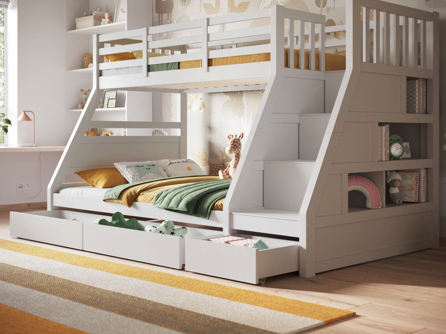 Flair Furnishings Lunar White Wooden Triple Bunk Bed