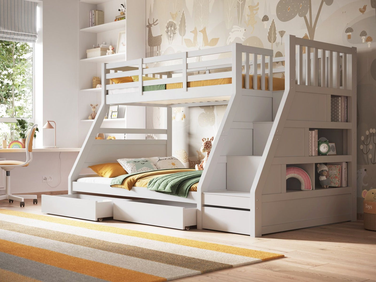 Flair Furnishings Lunar White Wooden Triple Bunk Bed