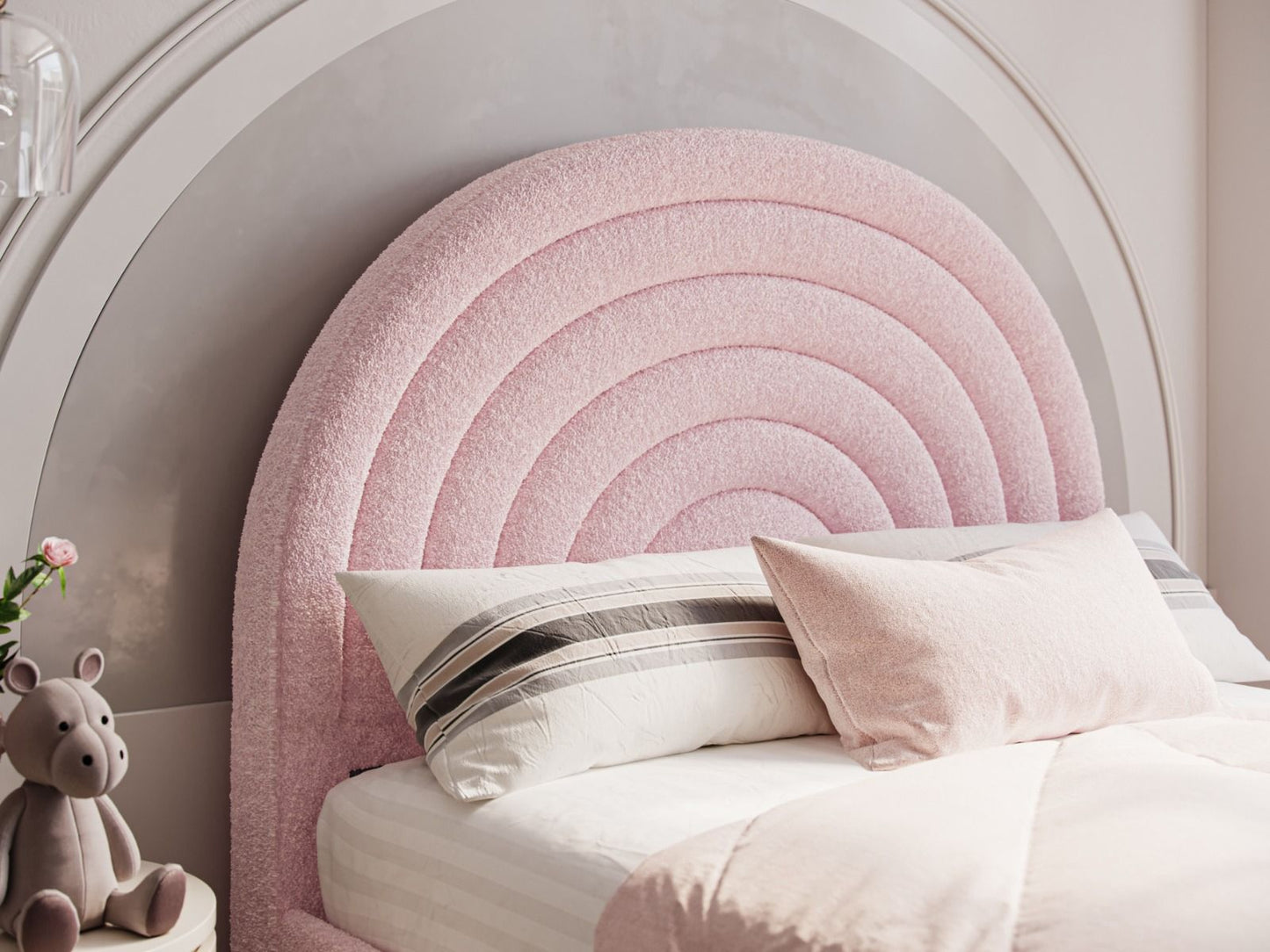 Flair Ava single Pink Boucle ottoman bed