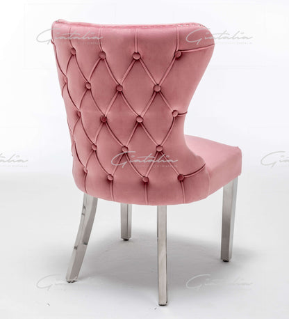 Giatalia Florence Button Back Blush Dining Chair with Chrome Legs