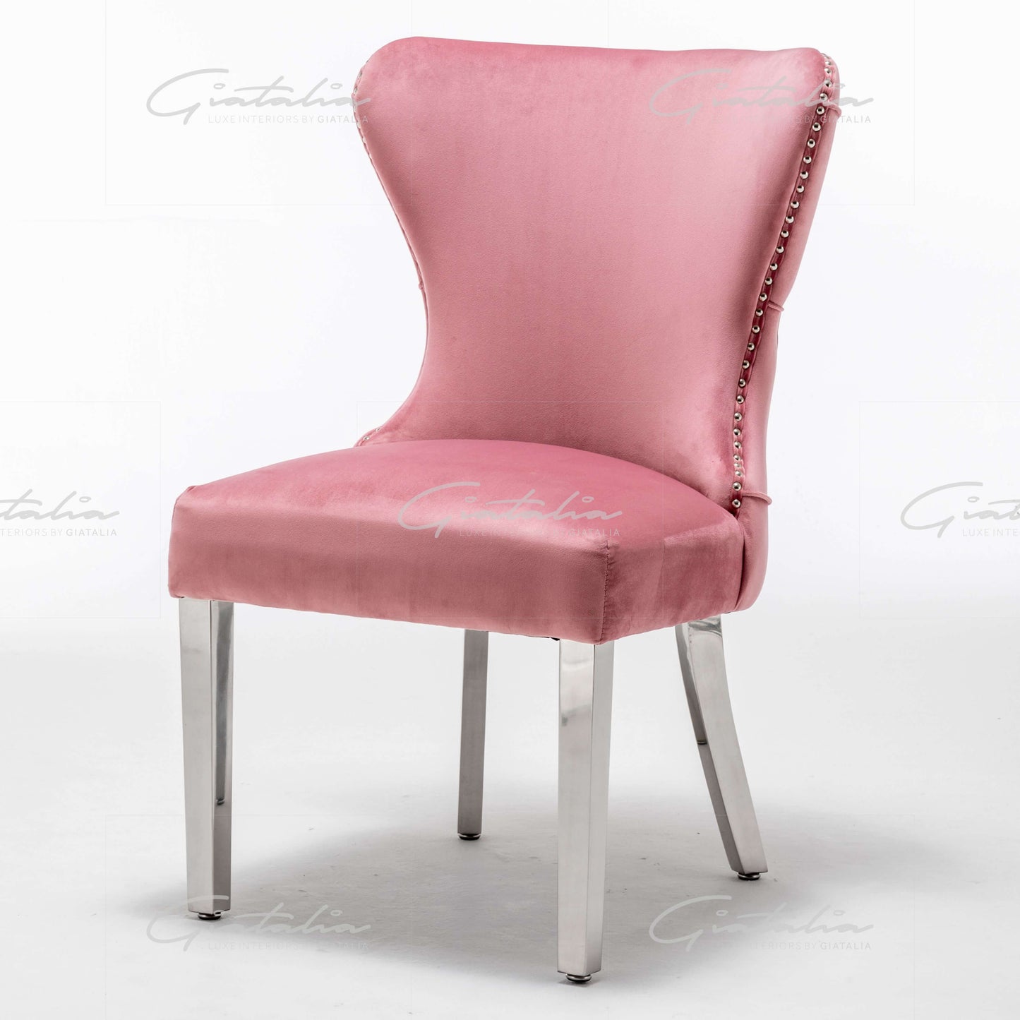 Giatalia Florence Button Back Blush Dining Chair with Chrome Legs