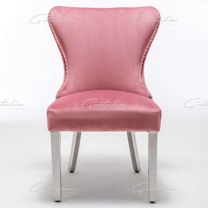 Giatalia Florence Button Back Blush Dining Chair with Chrome Legs