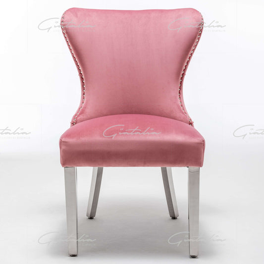 Giatalia Florence Button Back Blush Dining Chair with Chrome Legs
