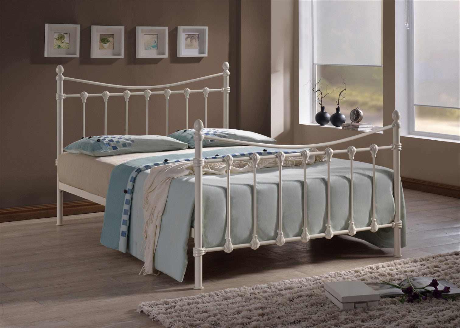Time Living Florida 4ft6 Double Ivory Metal Bed Frame