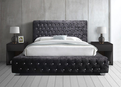 Birlea Grande 6ft Super Kingsize Black Crushed Velvet Fabric Bed Frame